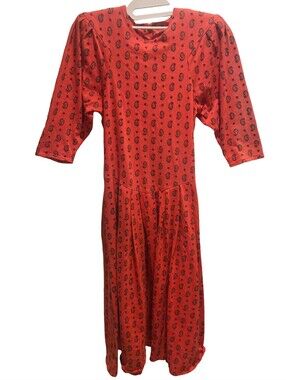 Vintage Benson & Smith Vermillion Paisley Pattern Midi Dress